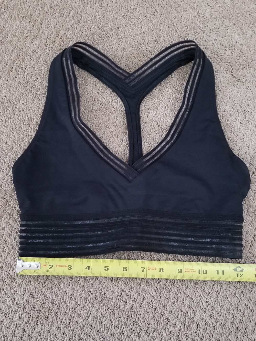 Women's Black Racerback Bralette with Striped Elastic Band, Lululemon